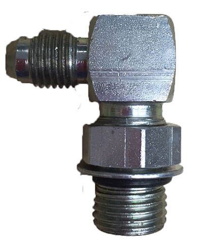 90 Degree 9/16" UNO to 7/16" JIC with Restrictor (EQ2118)